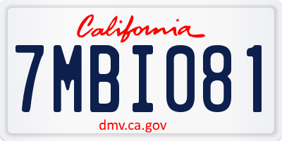 CA license plate 7MBI081