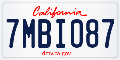 CA license plate 7MBI087