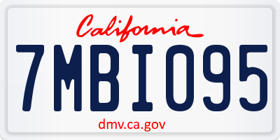 CA license plate 7MBI095