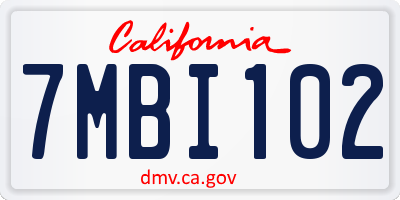 CA license plate 7MBI102