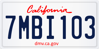 CA license plate 7MBI103