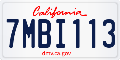 CA license plate 7MBI113