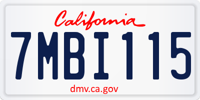 CA license plate 7MBI115