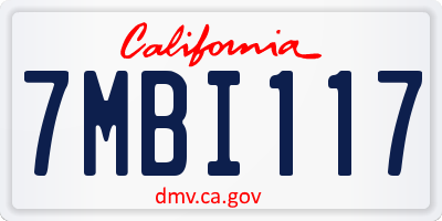 CA license plate 7MBI117