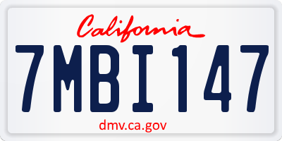 CA license plate 7MBI147