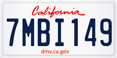 CA license plate 7MBI149