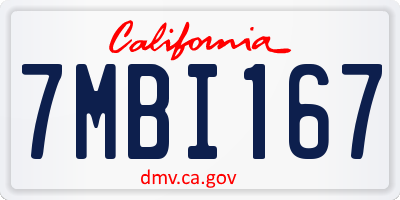 CA license plate 7MBI167