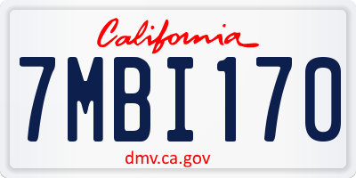 CA license plate 7MBI170