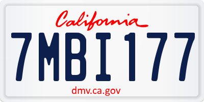 CA license plate 7MBI177