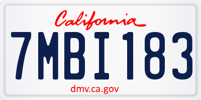CA license plate 7MBI183