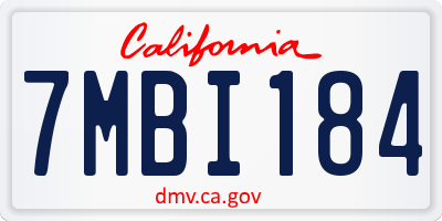 CA license plate 7MBI184