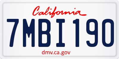 CA license plate 7MBI190