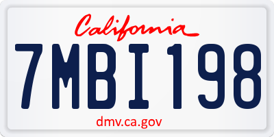 CA license plate 7MBI198