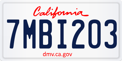 CA license plate 7MBI203