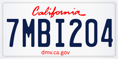 CA license plate 7MBI204