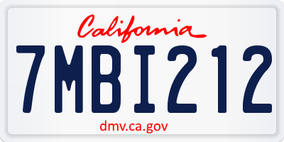 CA license plate 7MBI212