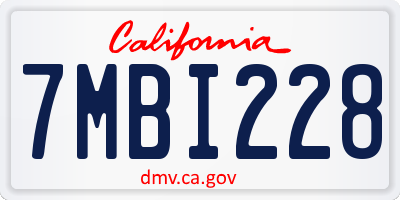 CA license plate 7MBI228