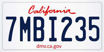 CA license plate 7MBI235
