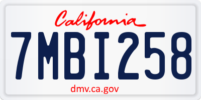 CA license plate 7MBI258