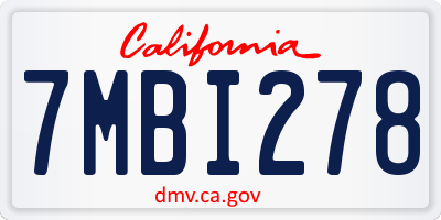 CA license plate 7MBI278