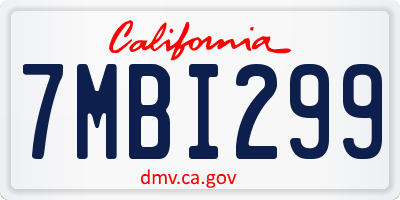 CA license plate 7MBI299