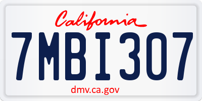 CA license plate 7MBI307