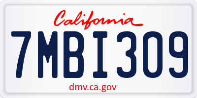 CA license plate 7MBI309