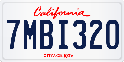 CA license plate 7MBI320