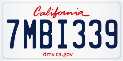 CA license plate 7MBI339