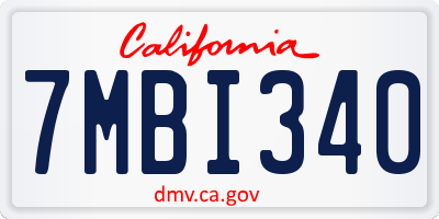 CA license plate 7MBI340