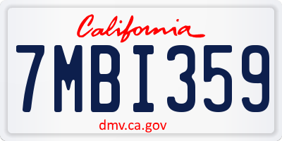 CA license plate 7MBI359