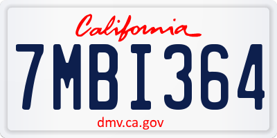 CA license plate 7MBI364