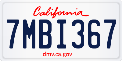 CA license plate 7MBI367