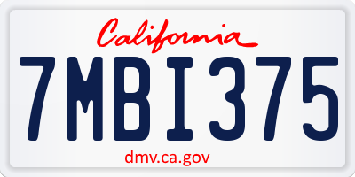 CA license plate 7MBI375