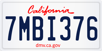 CA license plate 7MBI376