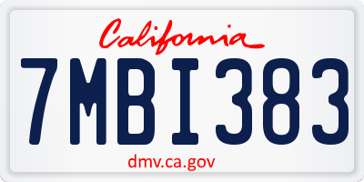 CA license plate 7MBI383