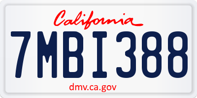 CA license plate 7MBI388