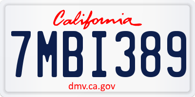 CA license plate 7MBI389