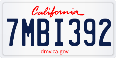 CA license plate 7MBI392