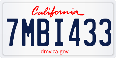 CA license plate 7MBI433