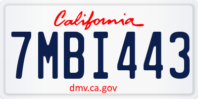 CA license plate 7MBI443