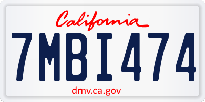CA license plate 7MBI474
