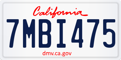 CA license plate 7MBI475