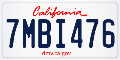 CA license plate 7MBI476