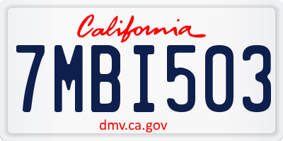 CA license plate 7MBI503