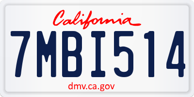 CA license plate 7MBI514