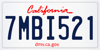 CA license plate 7MBI521
