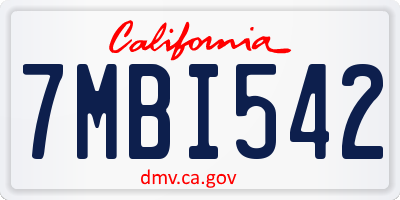 CA license plate 7MBI542