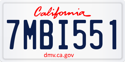 CA license plate 7MBI551