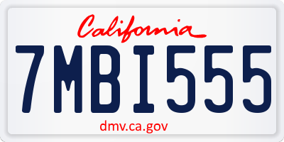 CA license plate 7MBI555